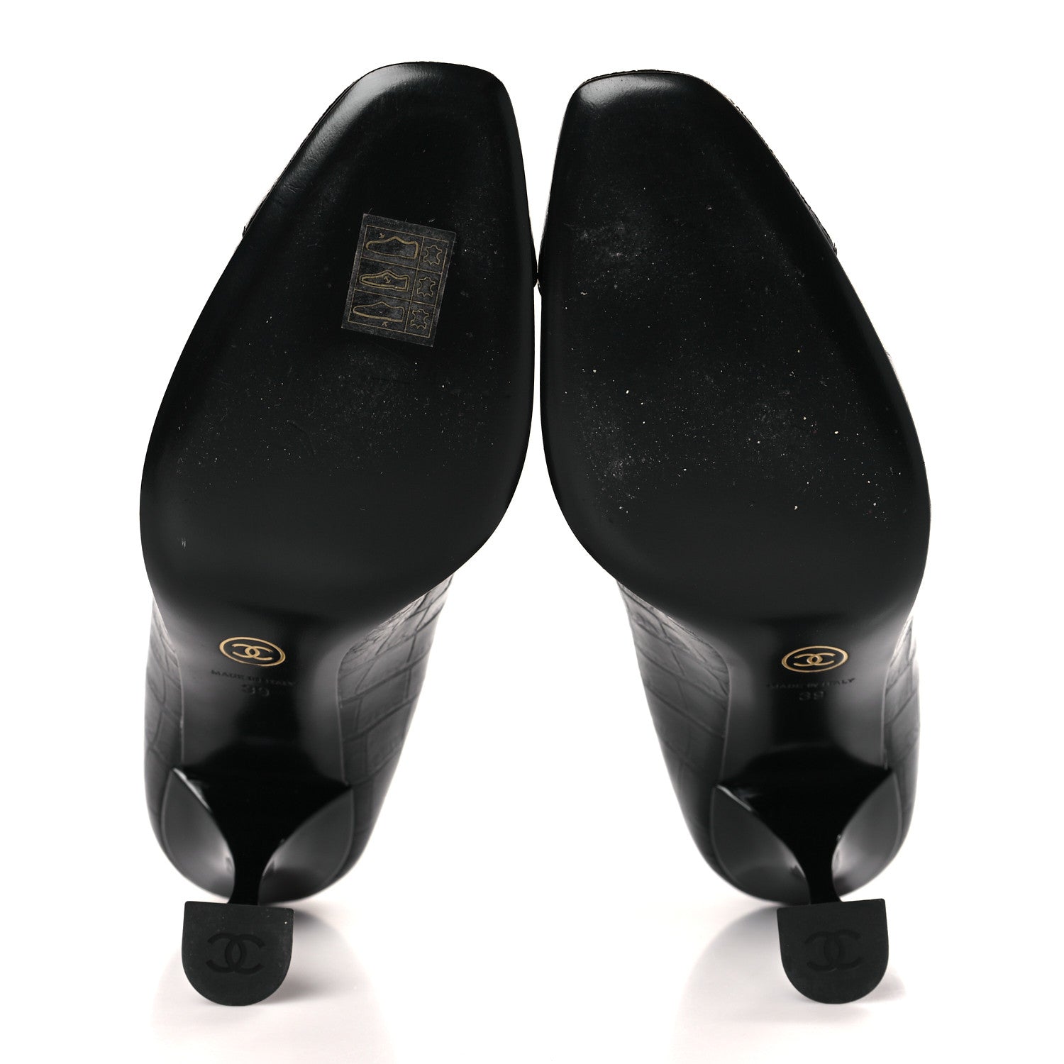 Chanel Crocodile Embossed Crumpled Patent Cap Toe Pumps 39 Black 6 of 10