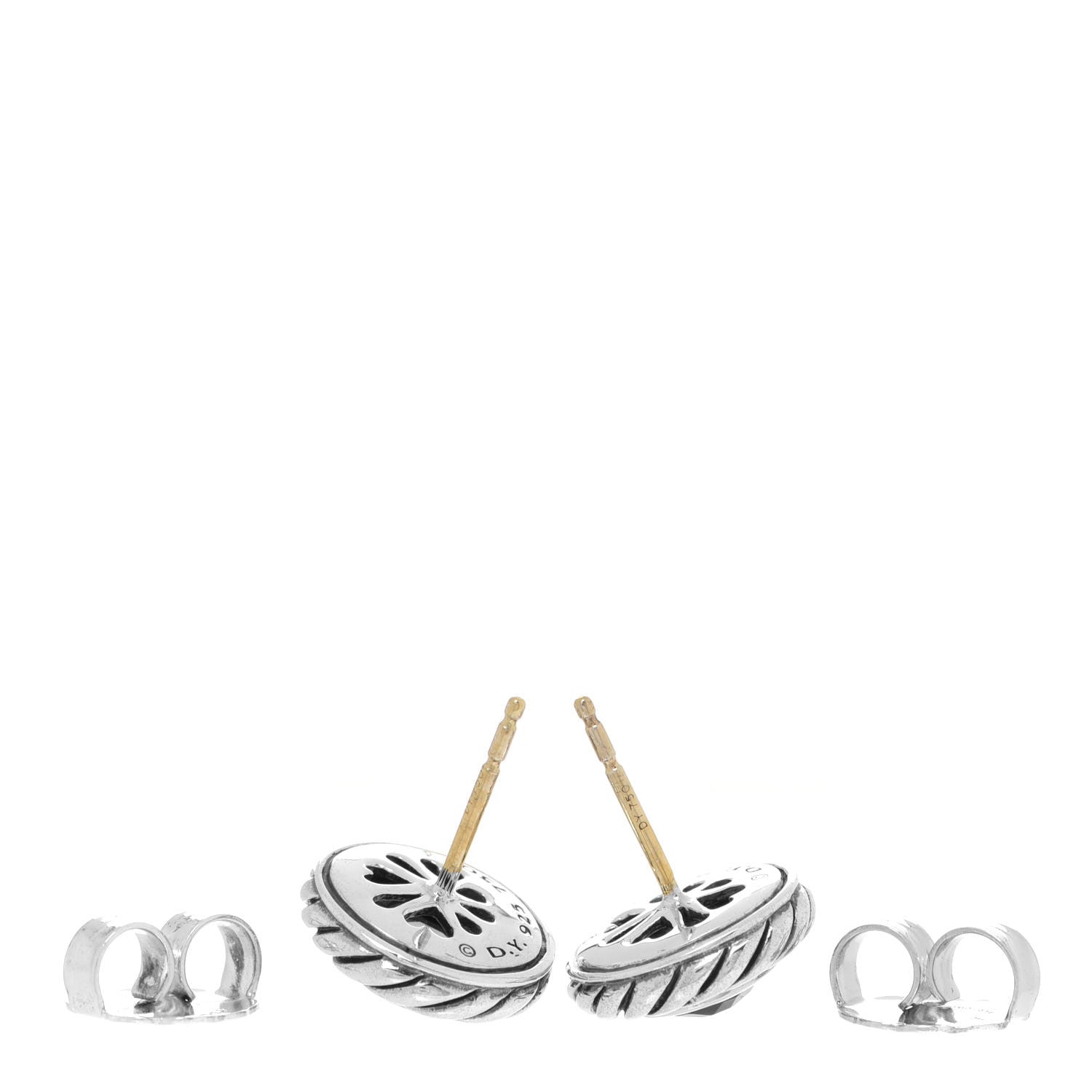 David Yurman Sterling Silver 18K Yellow Gold Peridot Cookie Cable Earrings 3 of 5