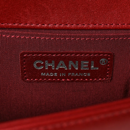 Chanel Lambskin Quilted Boy Flap Clutch Red 6 of 7