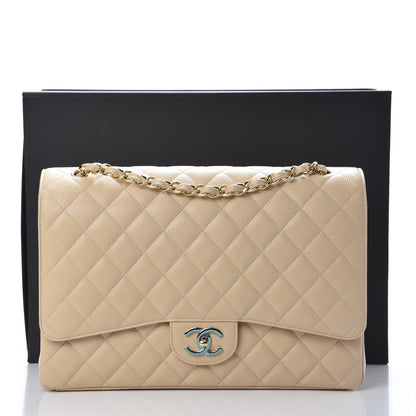 Chanel Caviar Quilted Maxi Double Flap Light Beige 11 of 11