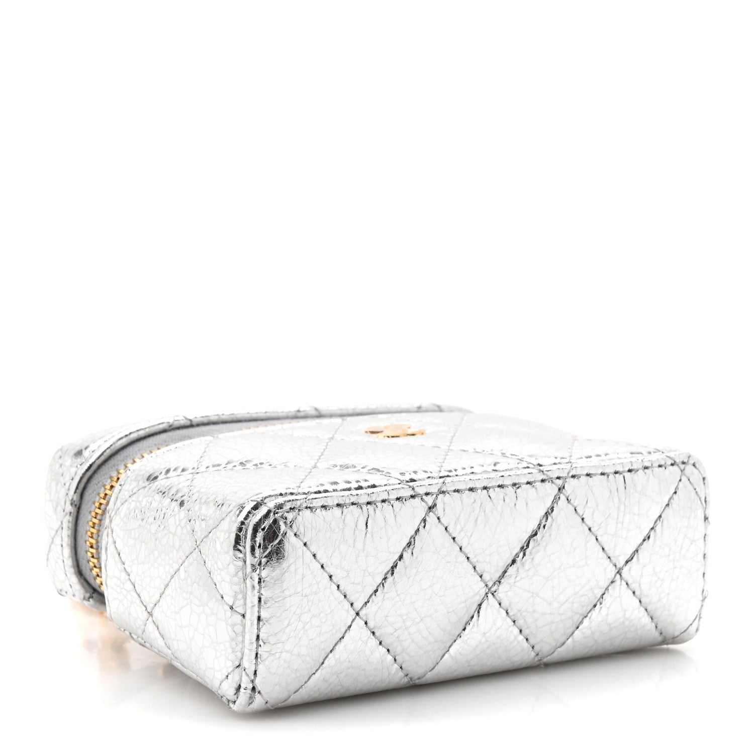Chanel Metallic Calfskin Quilted Mini Vanity Bag Charm With Hook Silver 4 of 11