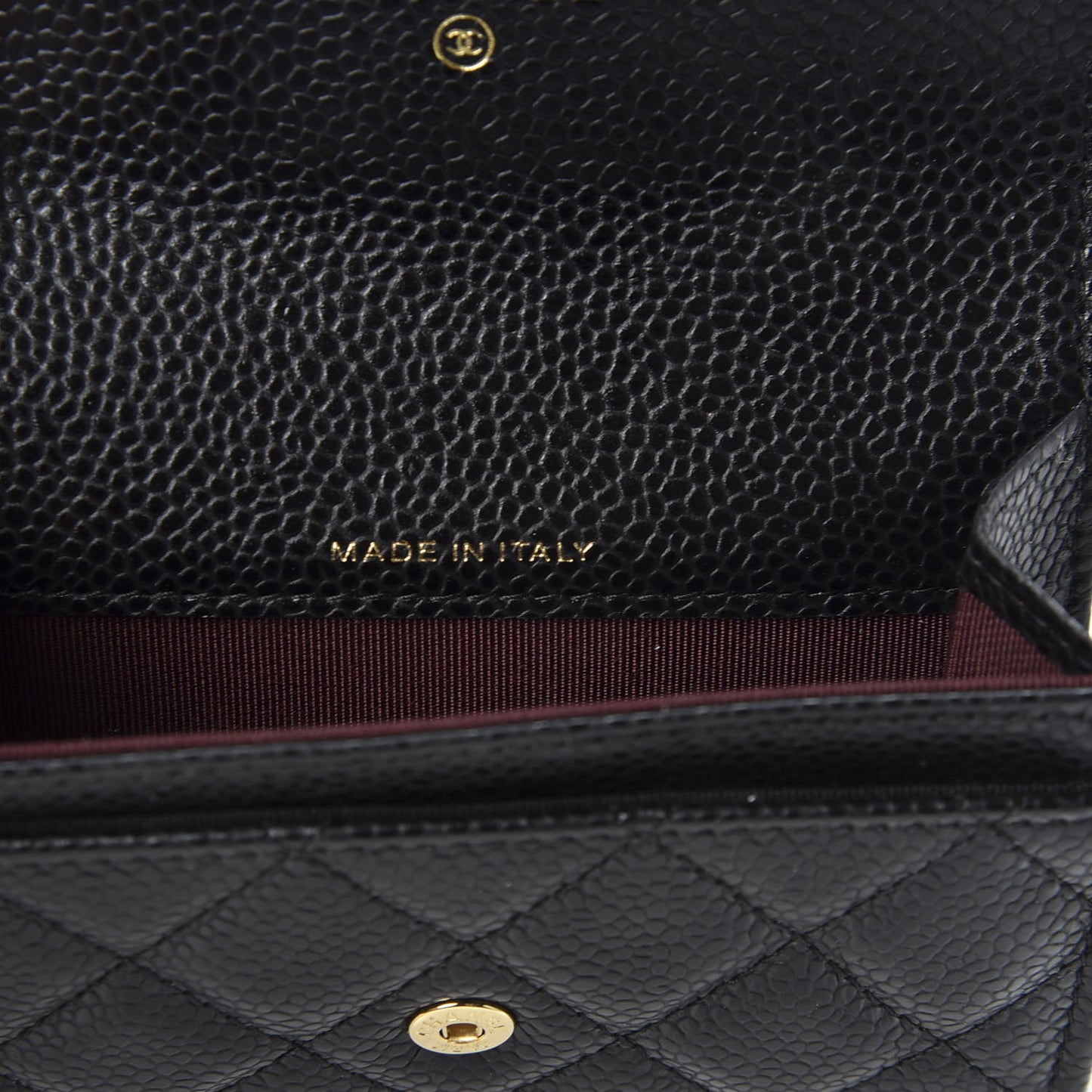 Caviar Quilted Flap Card Holder Wallet Black