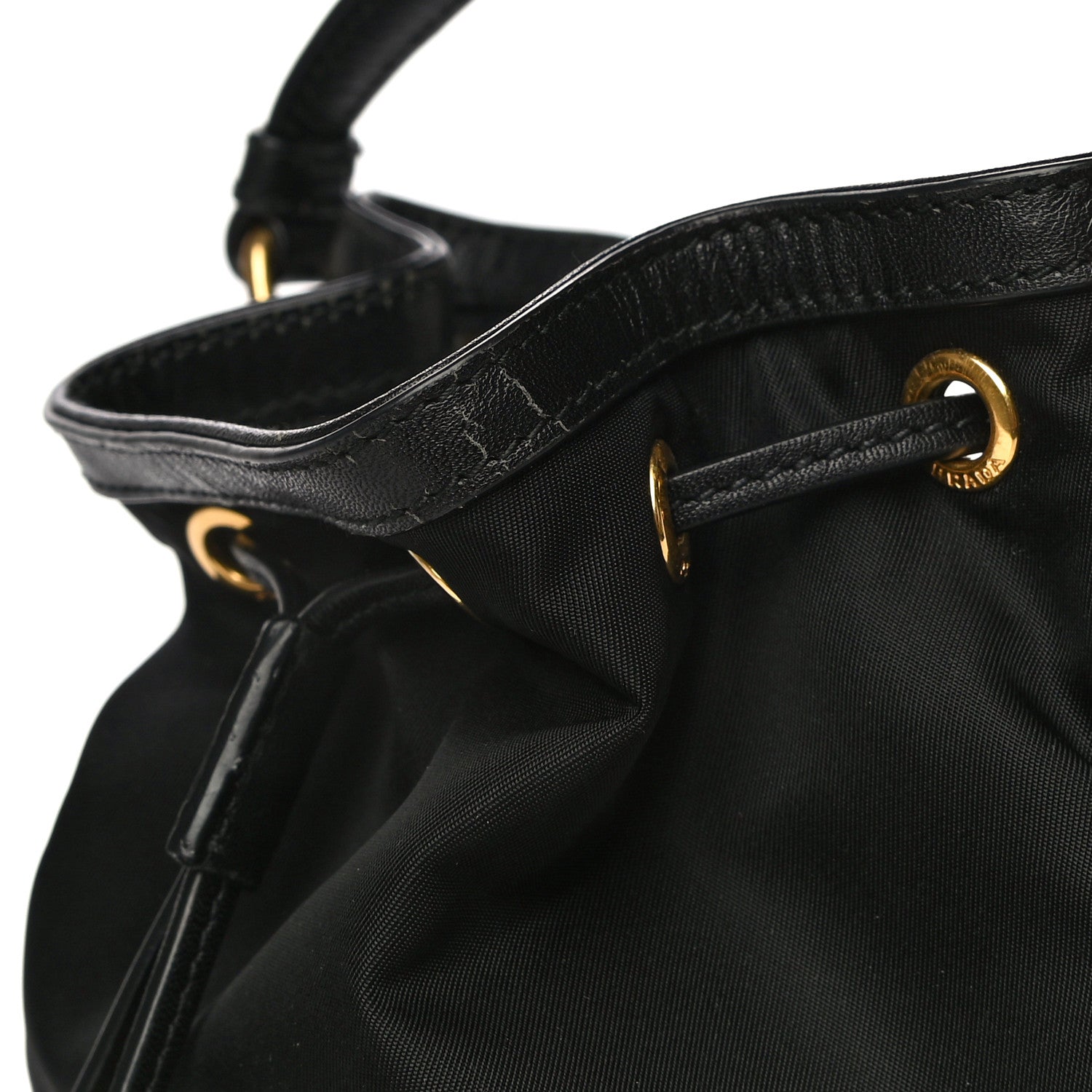 Prada Saffiano Tessuto Nylon Mini Bucket Crossbody Bag Black 11 of 13