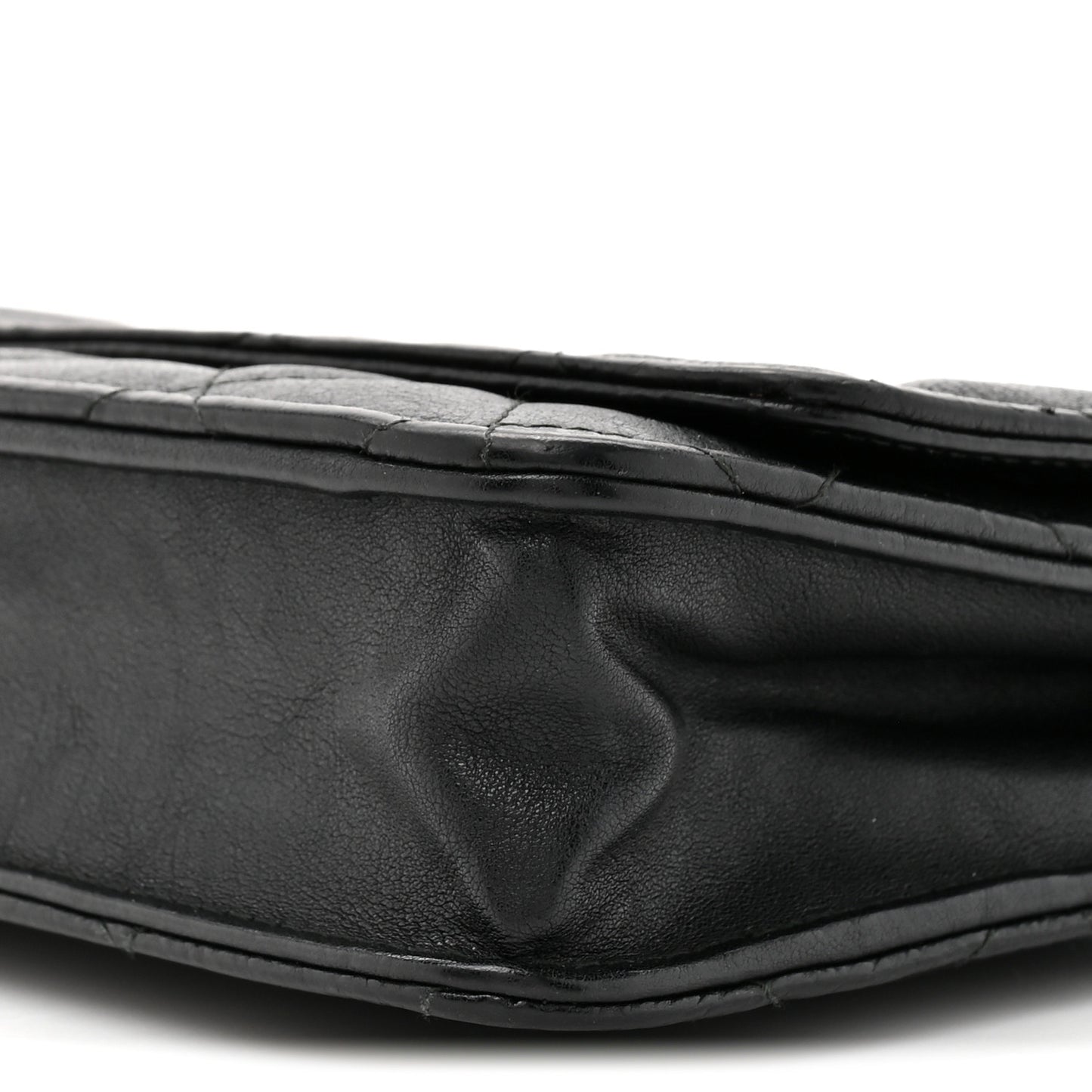 Crumpled Calfskin Quilted Wallet On Chain WOC Black