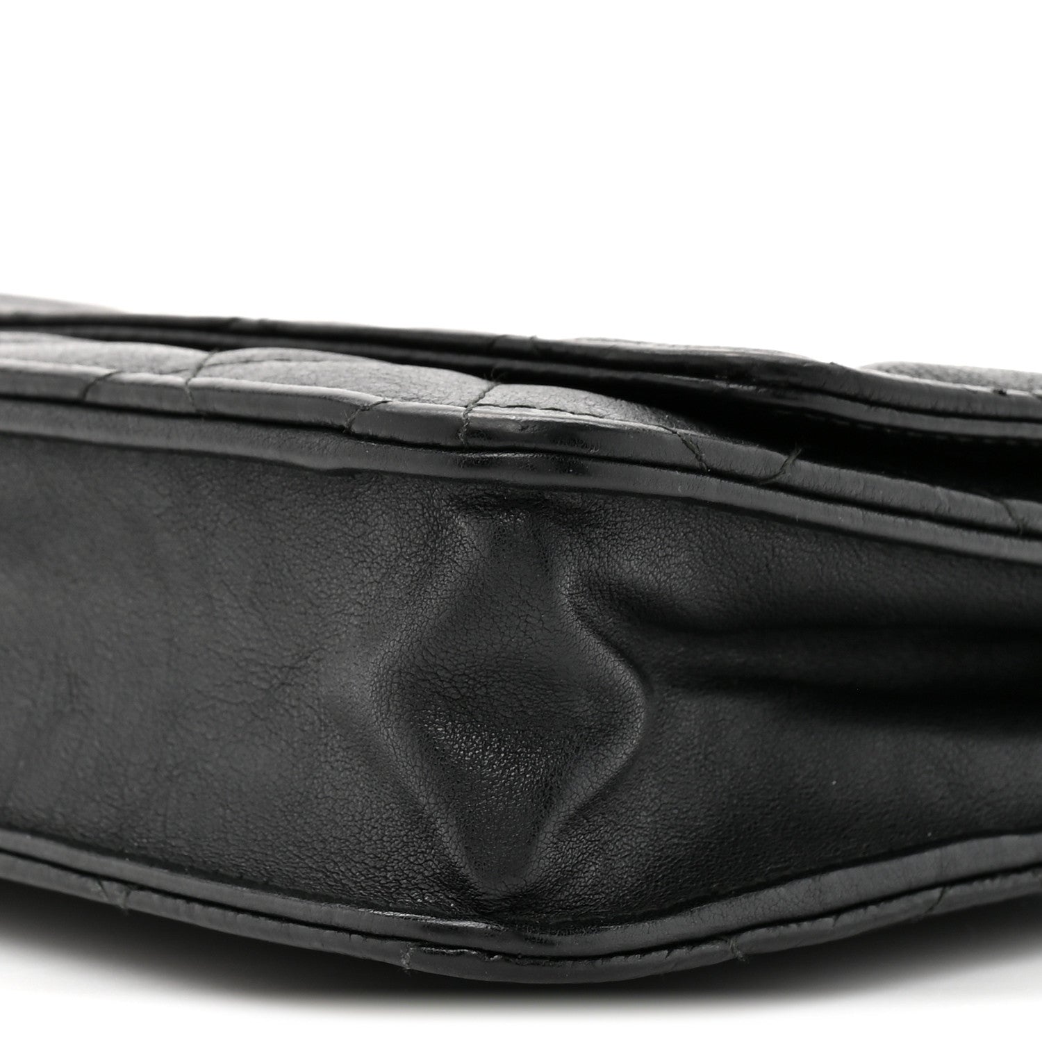 Chanel Crumpled Calfskin Quilted Wallet On Chain WOC Black 10 of 13
