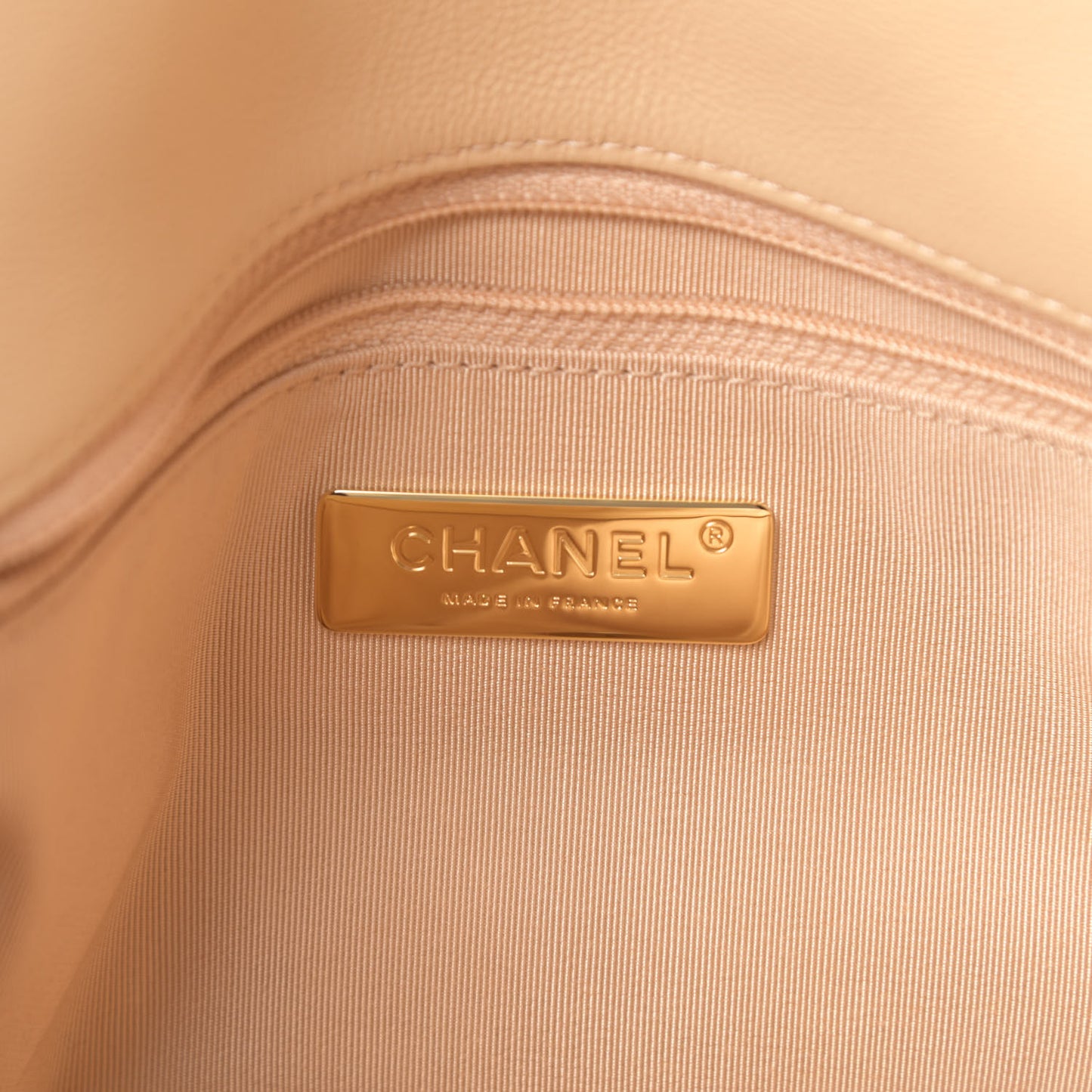 Lambskin Quilted Medium Chanel 19 Flap Beige