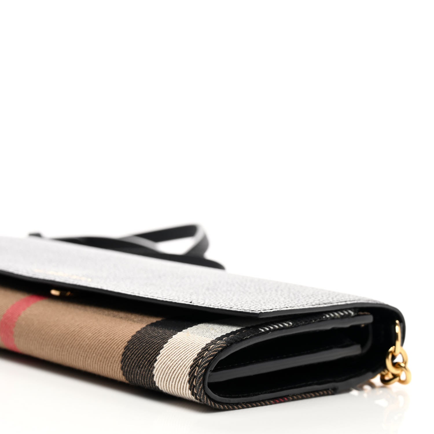 Burberry Grainy Calfskin House Check Henley Wallet On Chain Black 8 of 8