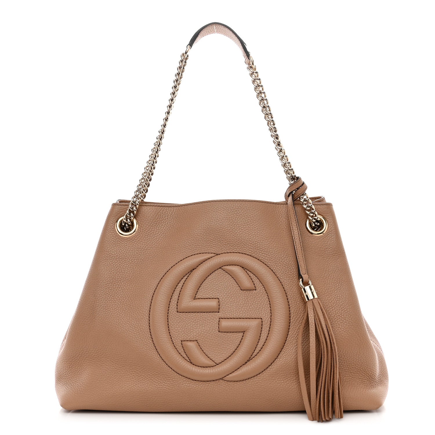 Gucci Pebbled Calfskin Medium Soho Chain Shoulder Bag Camelia 1 of 10