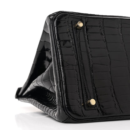 Hermes Shiny Porosus Crocodile Birkin 35 Black 9 of 17