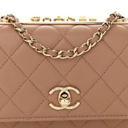 Chanel Lambskin Quilted Mini Trendy CC Wallet On Chain WOC Beige 8 of 10
