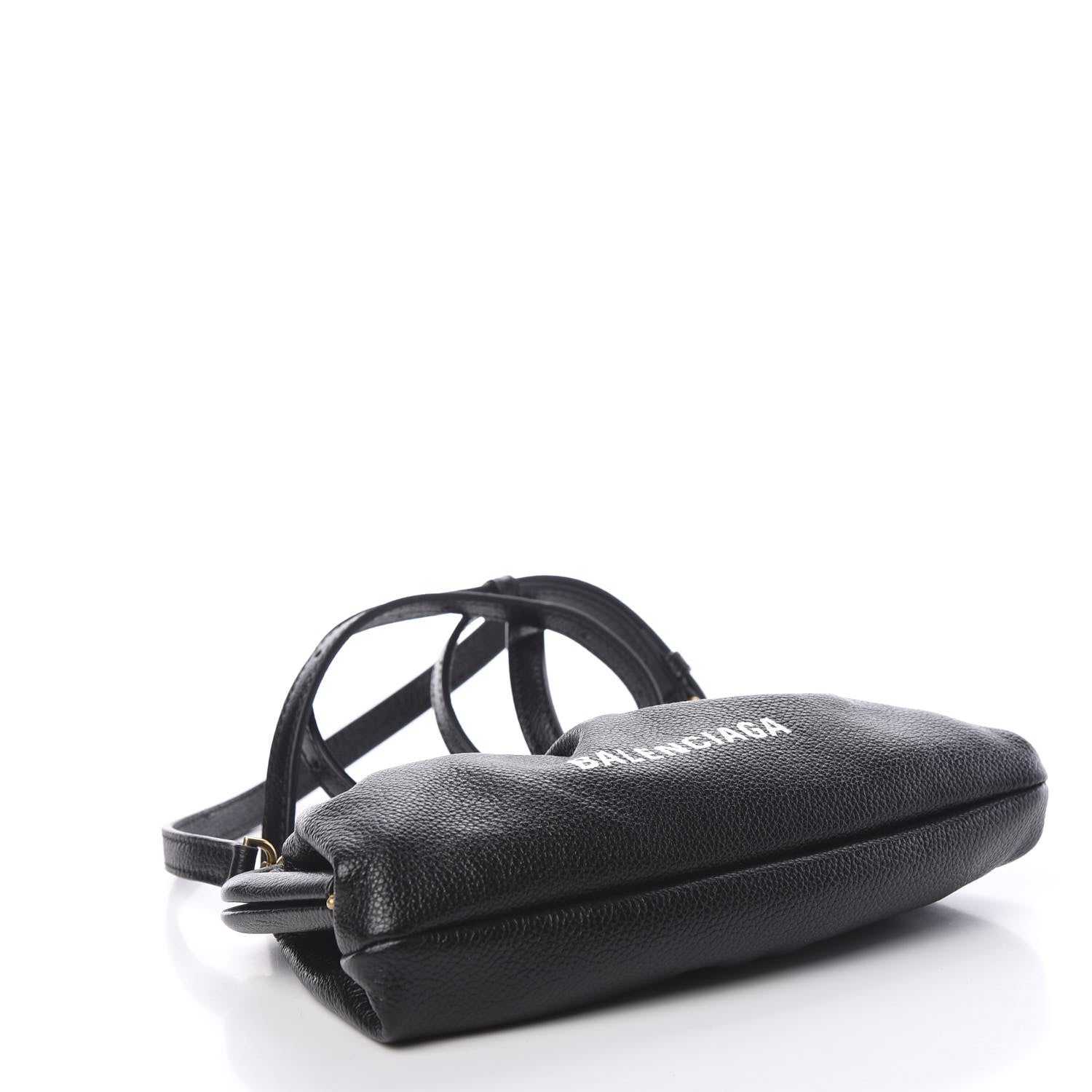 Balenciaga Grained Calfskin Logo Cloud Clutch XS Black 3 of 9