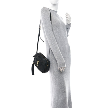 Saint Laurent Raffia Canvas Monogram Lou Camera Bag Black 2 of 12