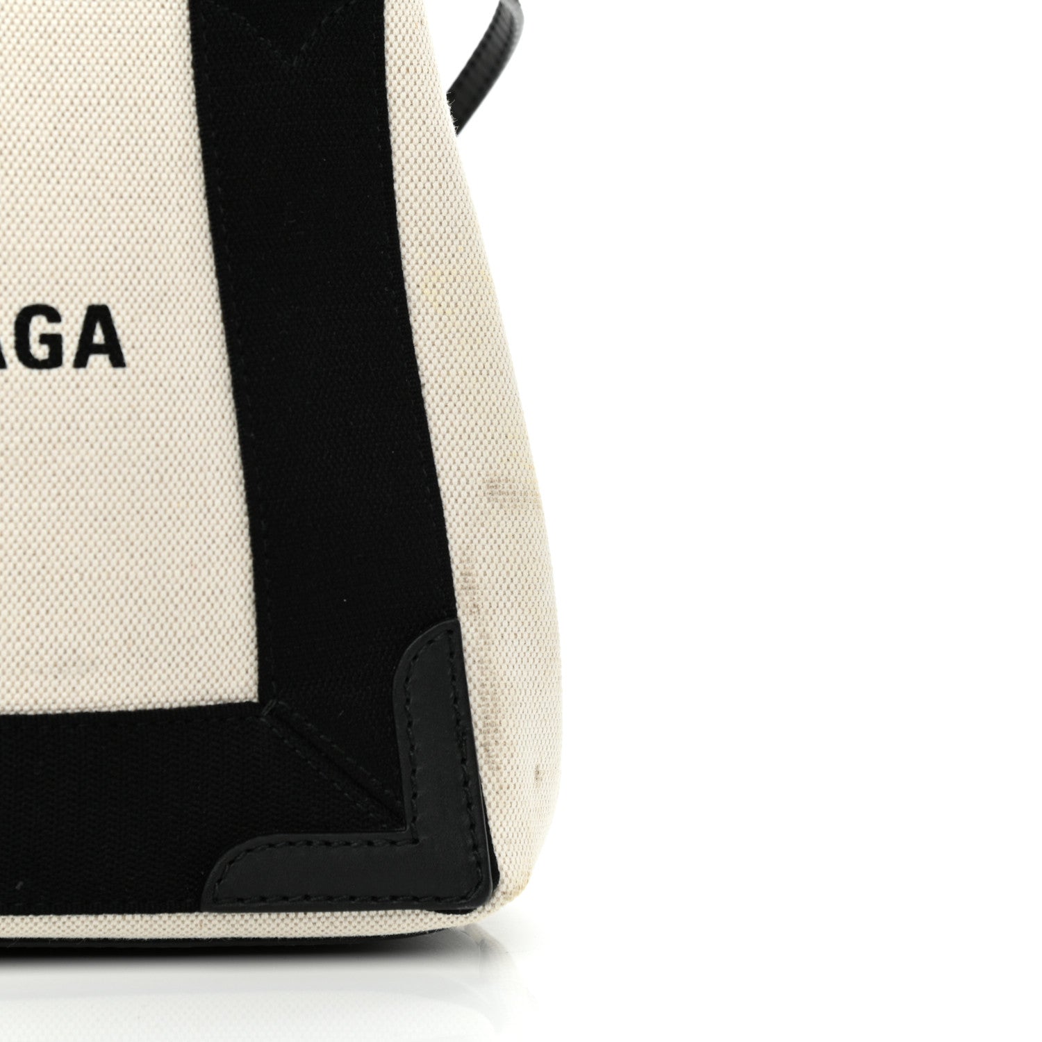 Balenciaga Cotton Canvas Calfskin Navy Cabas XS Natural Black 13 of 14