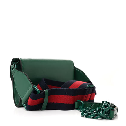 Gucci Azalea Calfskin Web Monochrome Mini Horsebit 1955 Chain Shoulder Bag Emerald 3 of 11