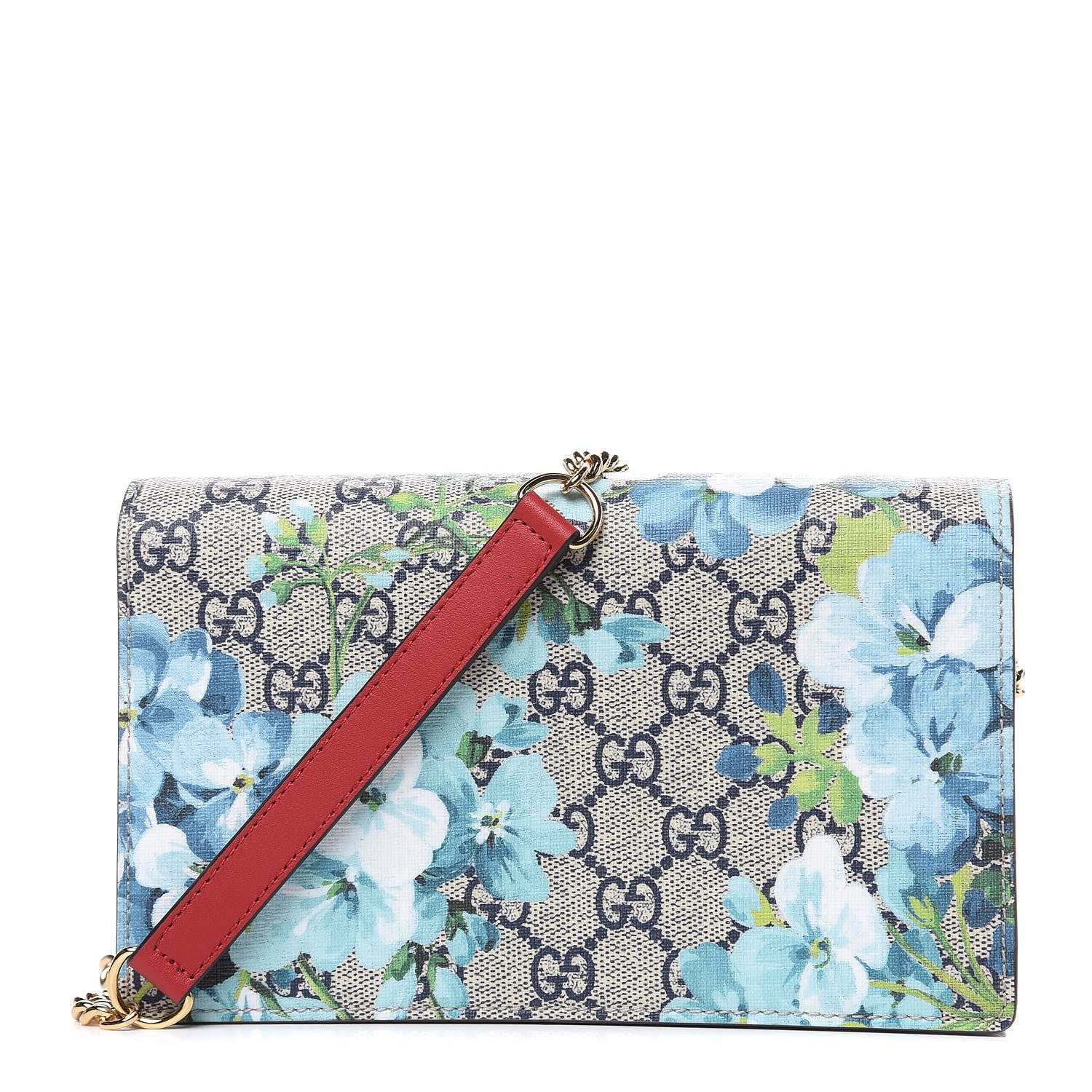 Gucci GG Supreme Monogram Blooms Chain Wallet Blue 1 of 9