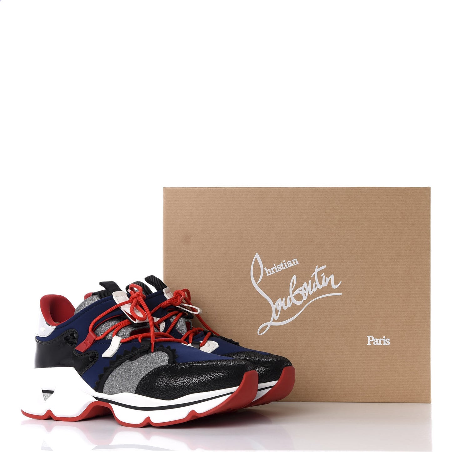 Neoprene Patent Glitter Wet Red Runner Flat Sneakers 46 Version Multi