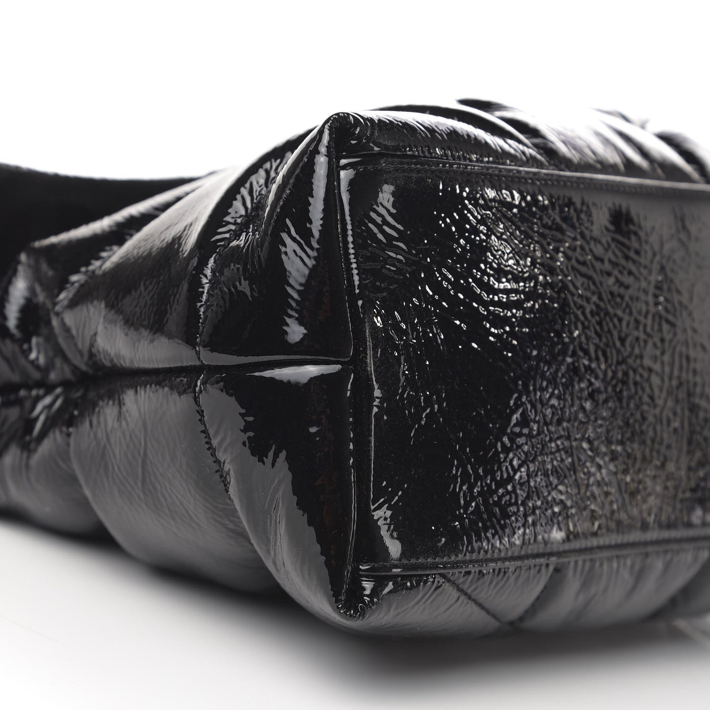 Shiny Calfskin Quilted Medium Loulou Puffer Monogram Chain Satchel Black