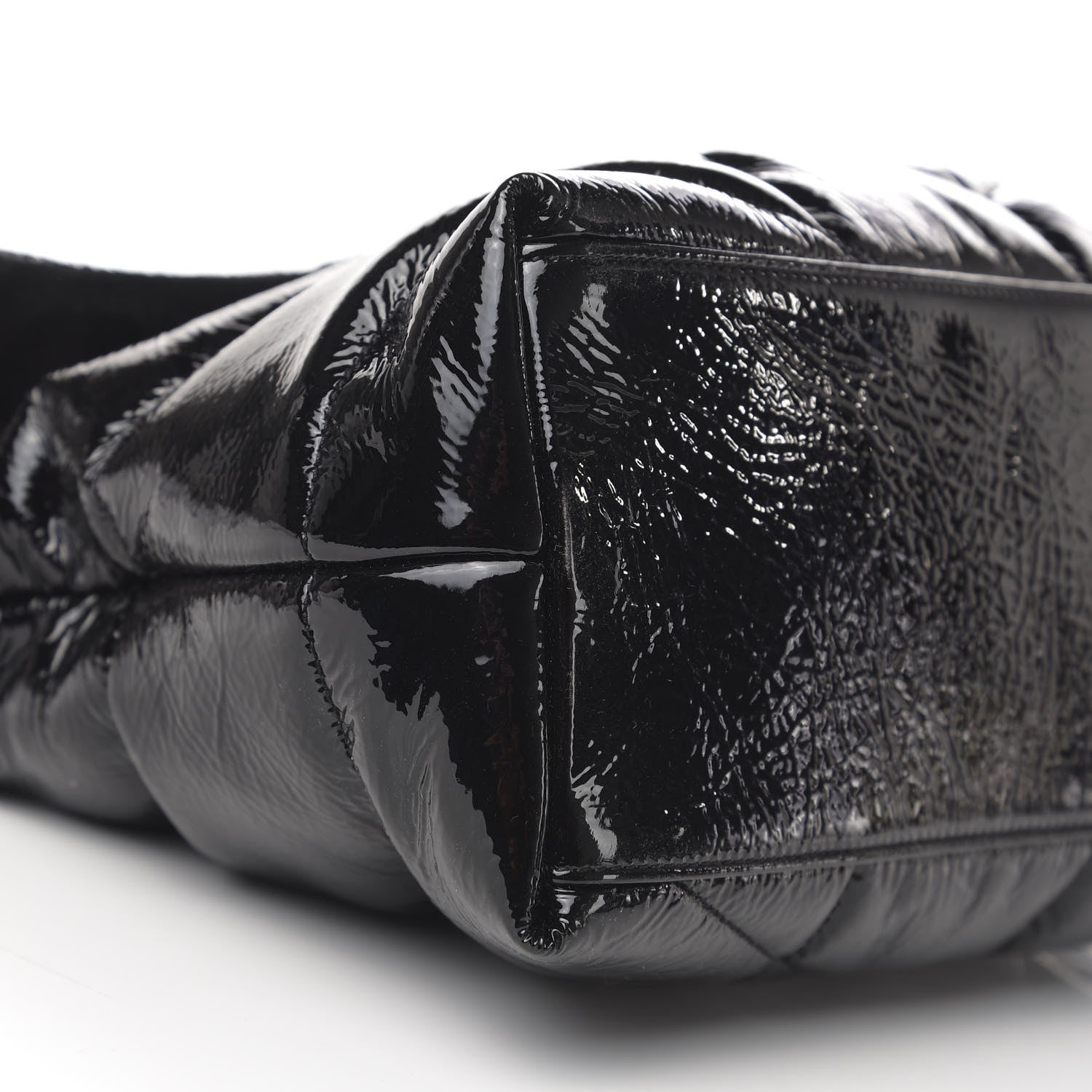Saint Laurent Shiny Calfskin Quilted Medium Loulou Puffer Monogram Chain Satchel Black 8 of 10