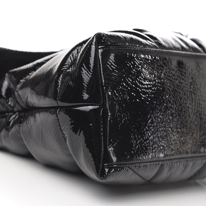 Saint Laurent Shiny Calfskin Quilted Medium Loulou Puffer Monogram Chain Satchel Black 8 of 10