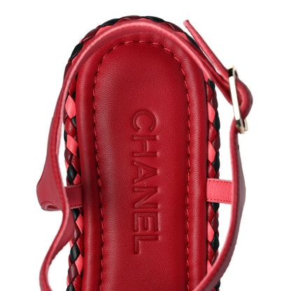 Chanel Lambskin Chain Thong Sandals 38 Dark Red 7 of 7