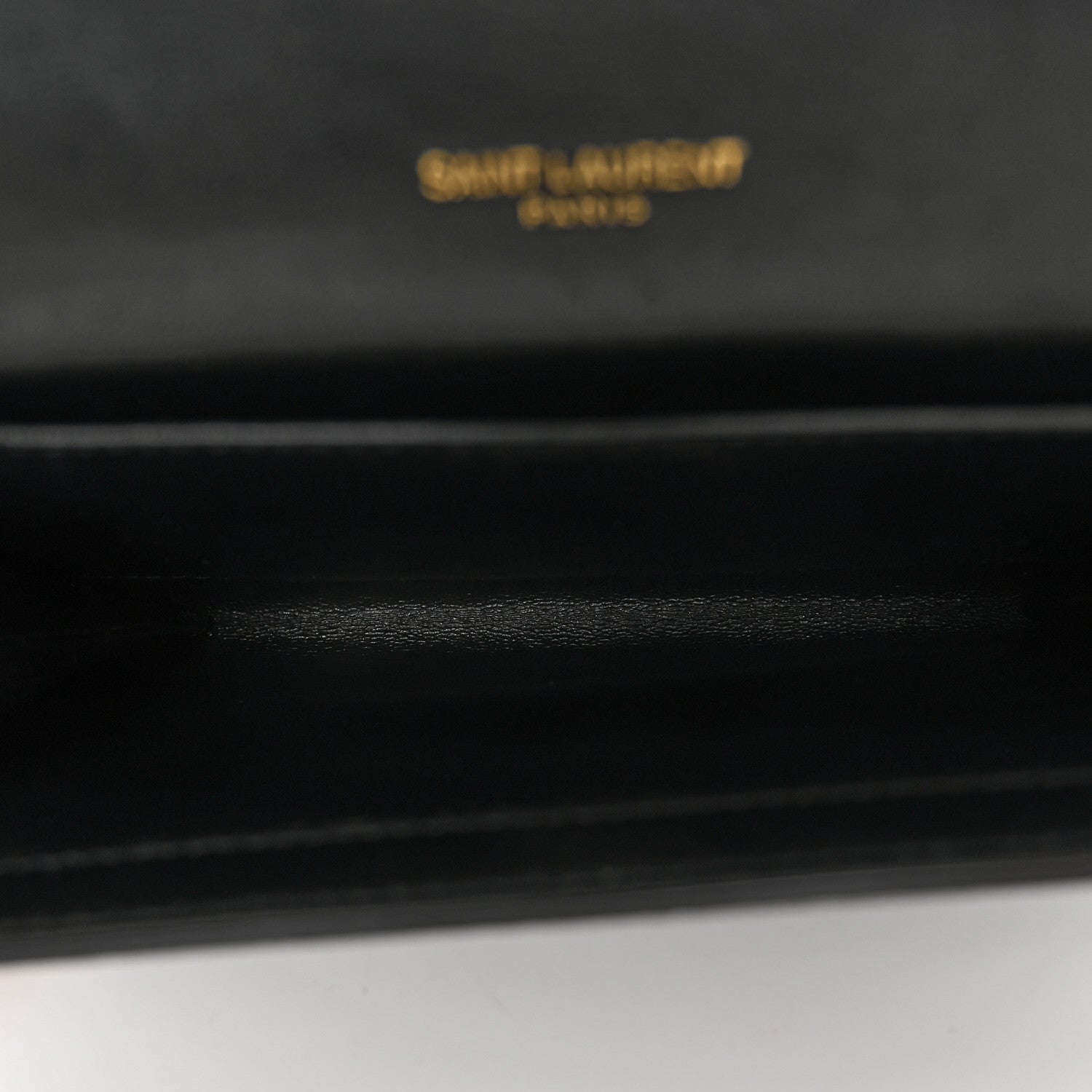 Saint Laurent Calfskin Crocodile Embossed Monogram Uptown Chain Wallet Black 6 of 12