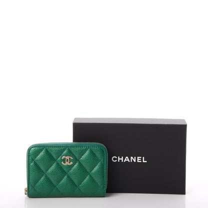 Chanel Metallic Caviar Quilted Zip Coin Purse Green 8 of 8