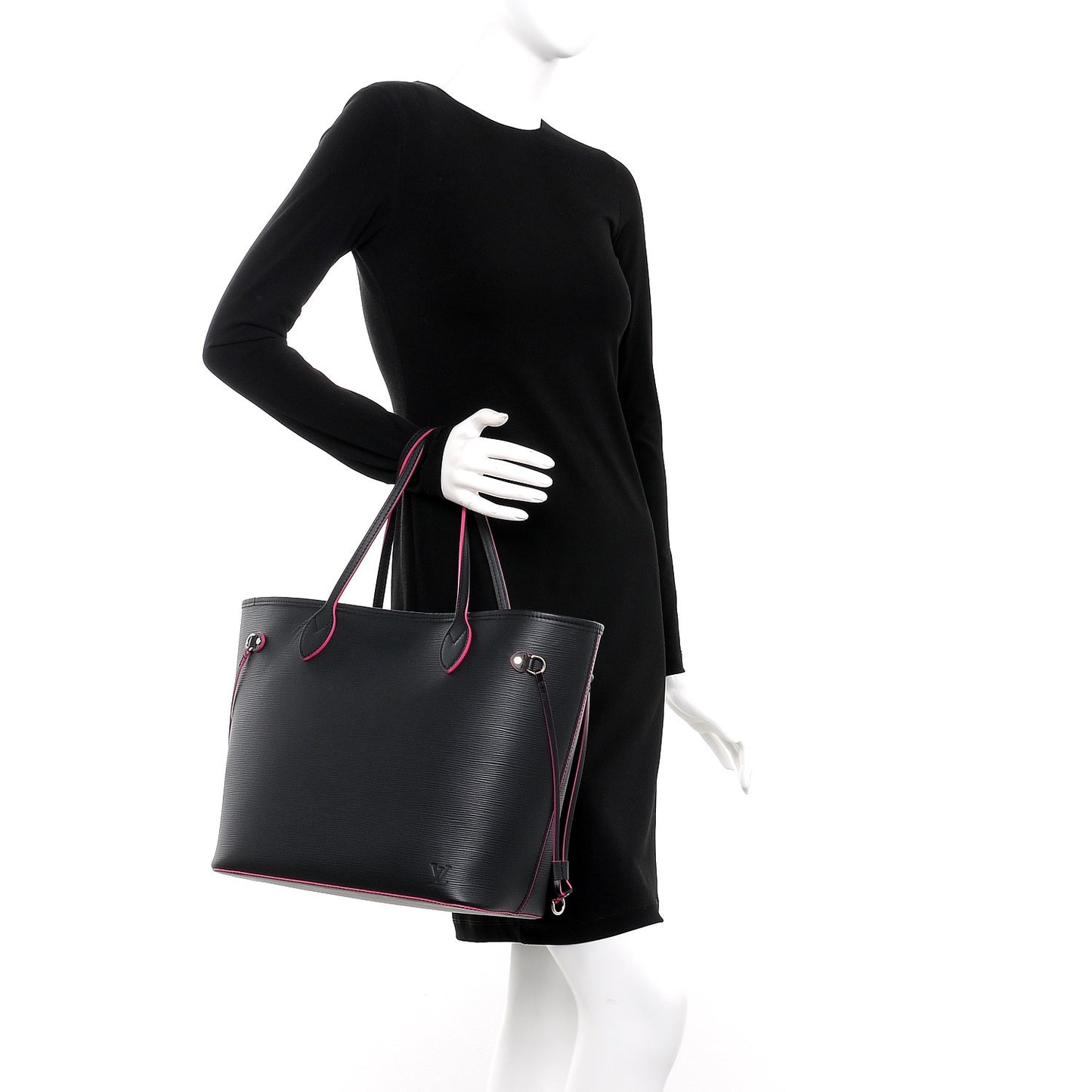 Epi Neverfull MM Black Hot Pink