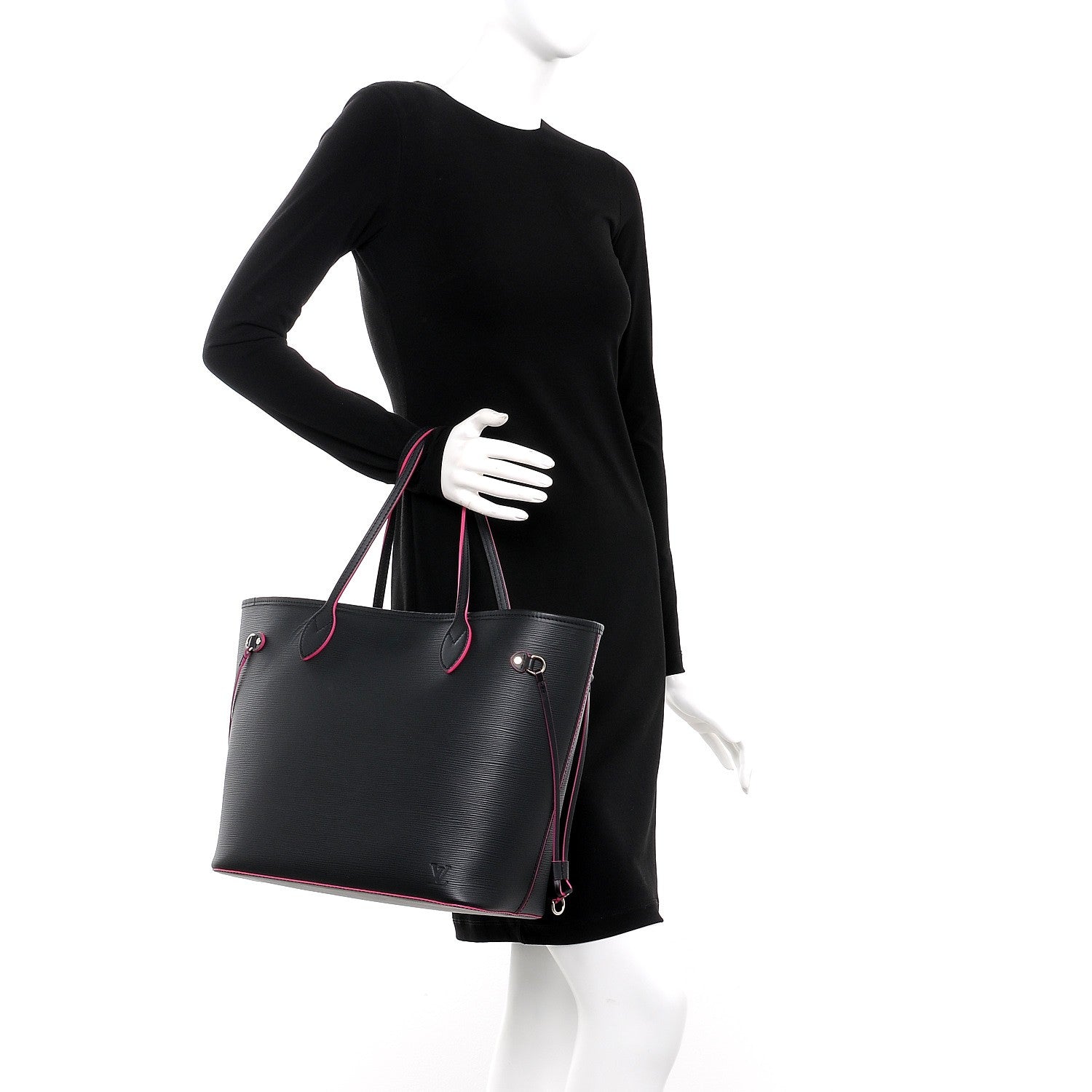 Louis Vuitton Epi Neverfull MM Black Hot Pink 2 of 12
