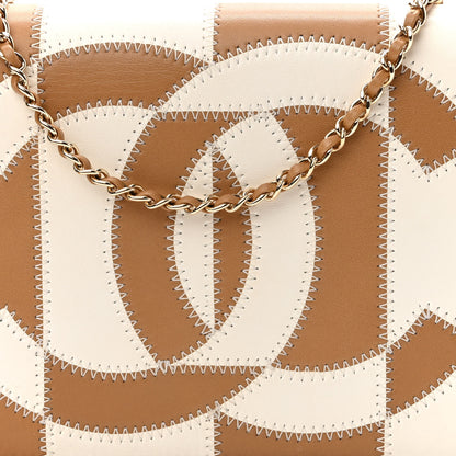 Chanel Lambskin CC Stitch Wallet On Chain WOC Beige White 8 of 11