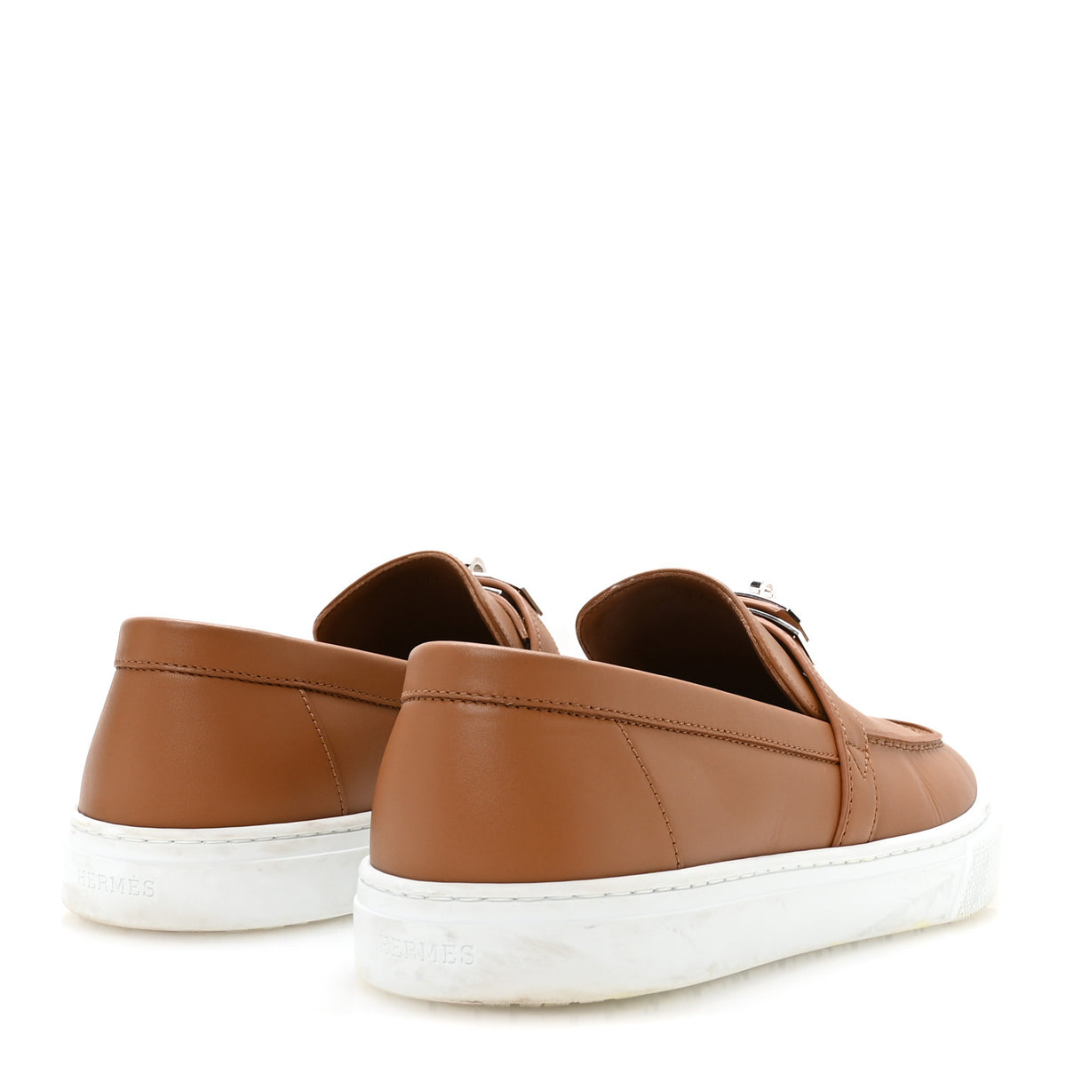 Epsom Calfskin Mens Game Slip On Fringe Sneakers 42.5 Naturel