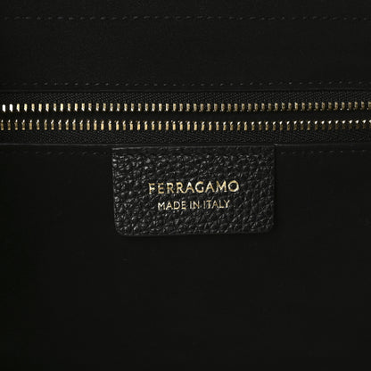 Salvatore Ferragamo Hammered Calfskin Firenze East West Tote Bag Black 6 of 10