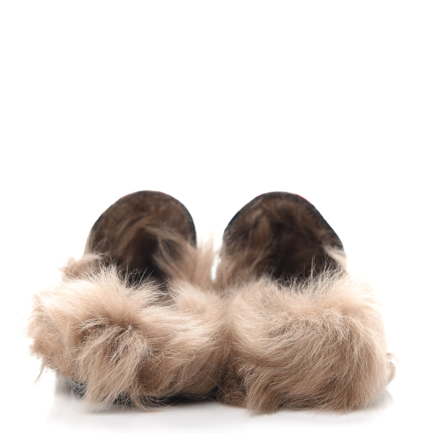 Gucci Velvet Fur Floral Womens Princetown Slippers 37 Black 7 of 11