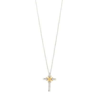 Tiffany Sterling Silver 18K Yellow Gold Cross Pendant Necklace 1 of 5