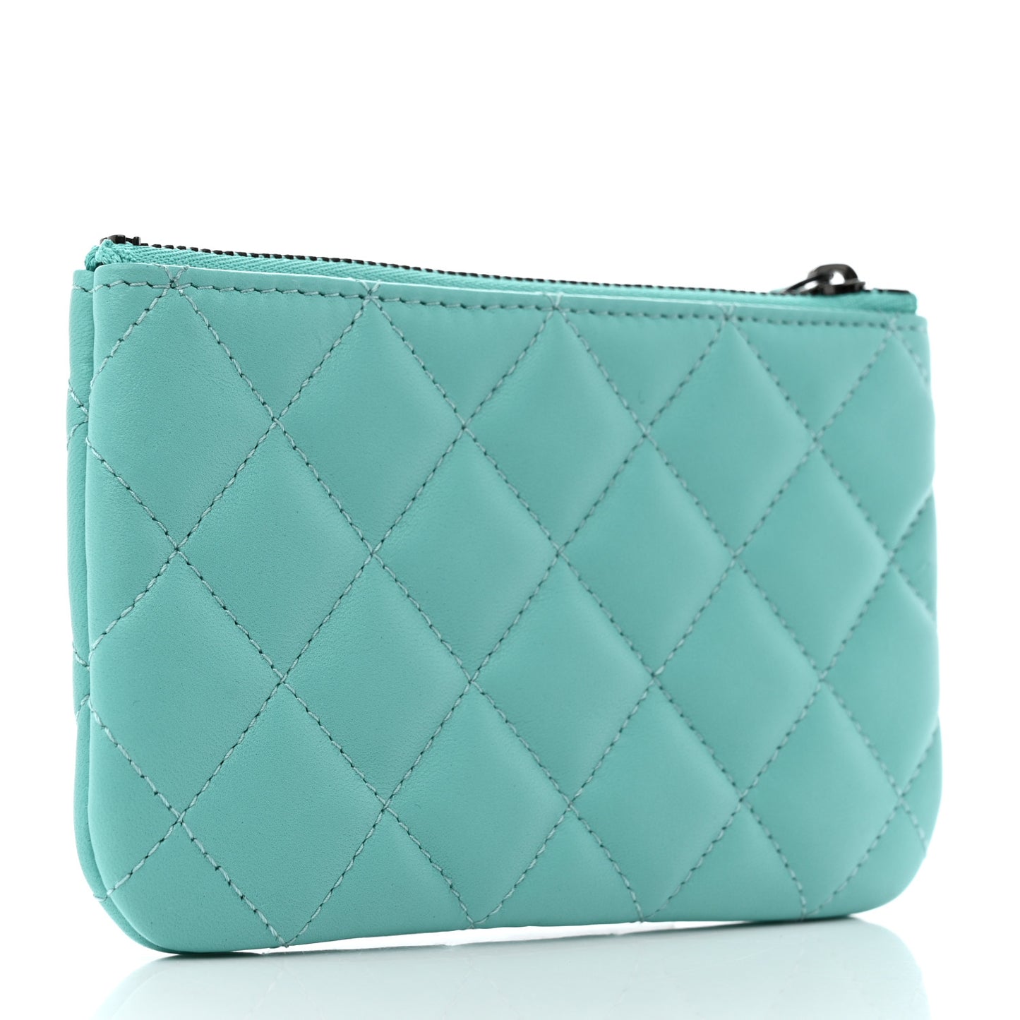 Lambskin Quilted Small Cosmetic Case Turquoise