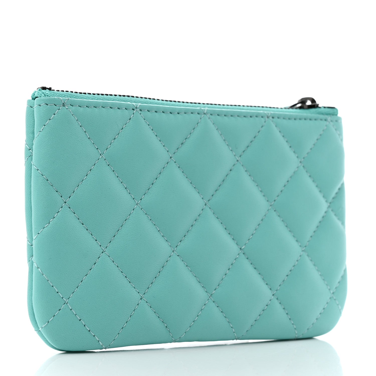 Chanel Lambskin Quilted Small Cosmetic Case Turquoise 3 of 8