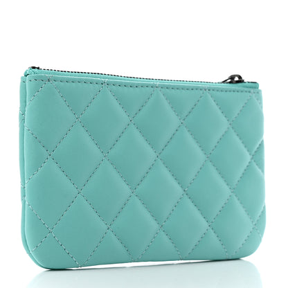 Chanel Lambskin Quilted Small Cosmetic Case Turquoise 3 of 8