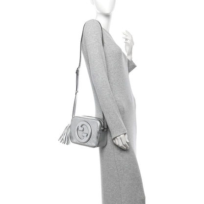 Gucci Metallic Sakai Be Green Calfskin Diagonal Stitched Small Blondie Shoulder Bag Silver 2 of 12