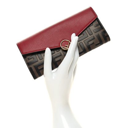 Fendi Vitello Cruise F is Fendi Bi-Color FF 1974 Embossed Continental Envelope Wallet Maya Black Fragola 2 of 9