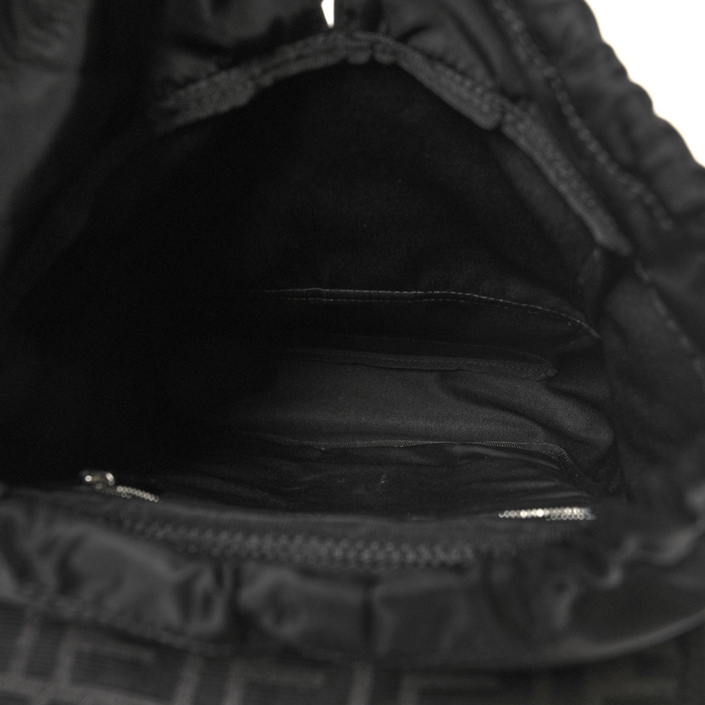 Recycled Fabric Jacquard Vitello Astro FF 1974 Small Fendiness Backpack Asfalto Black