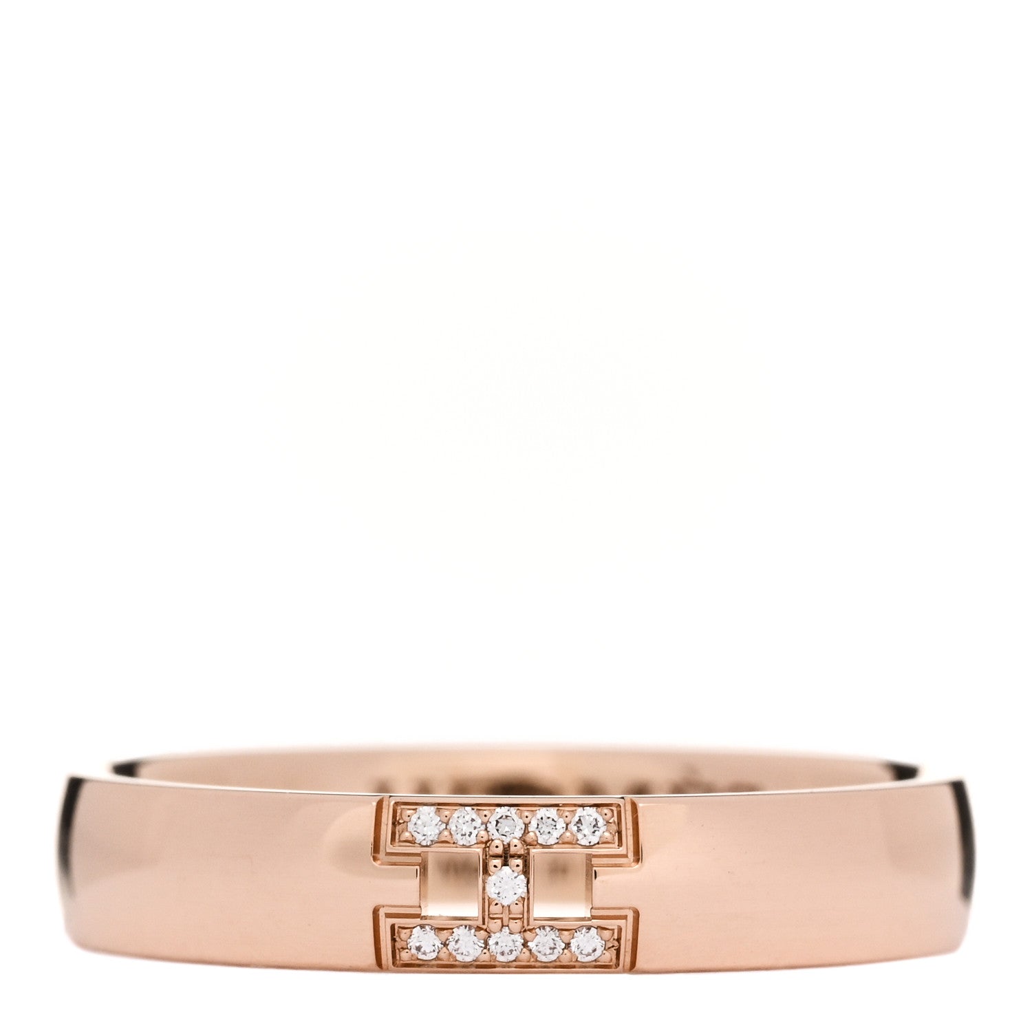 Hermes 18K Rose Gold Diamond Ever Herakles Wedding Band Ring 53 6.5 1 of 5