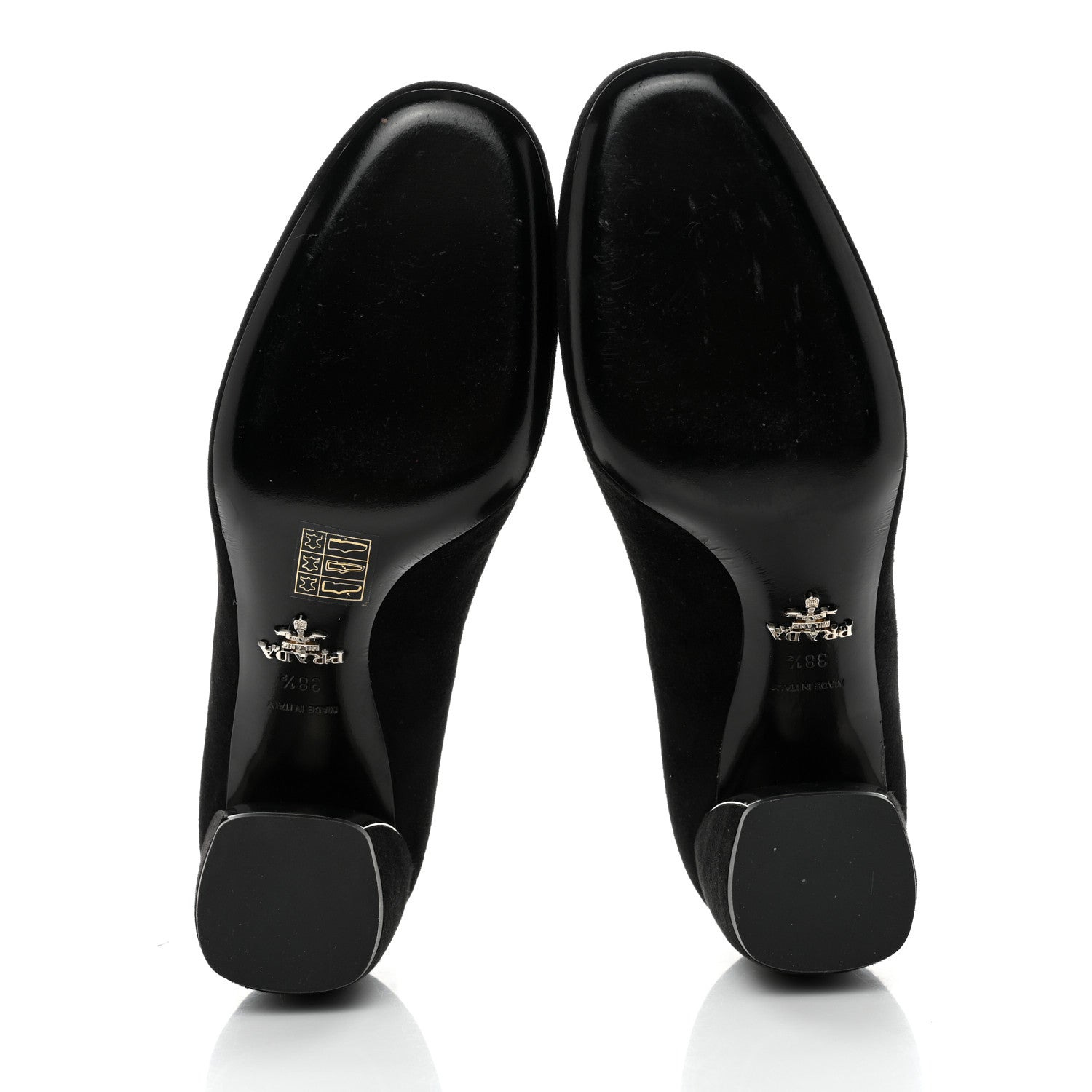 Prada Suede Block Heel Pump 38.5 Black 5 of 7