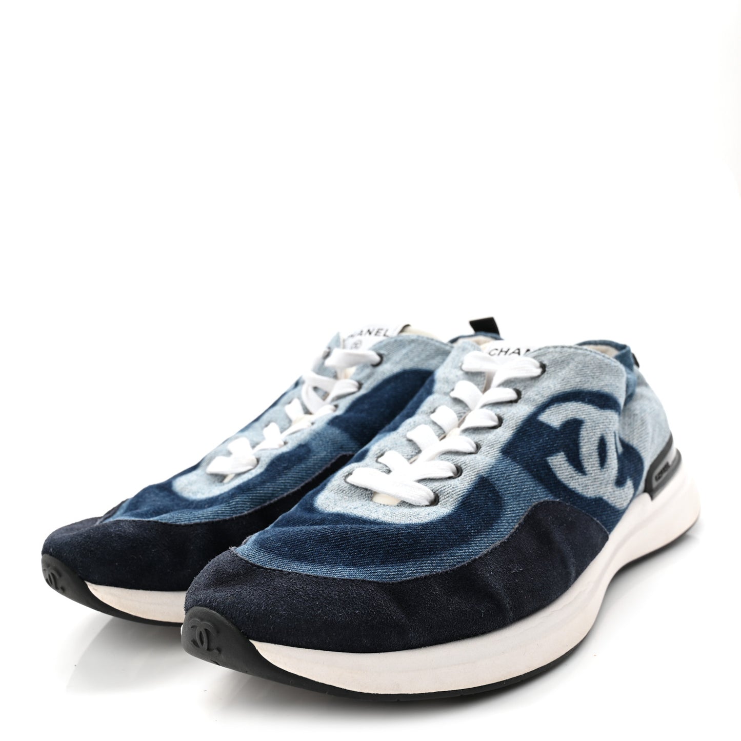 Denim Suede Calfskin Mens CC Sneakers 45 Dark Blue
