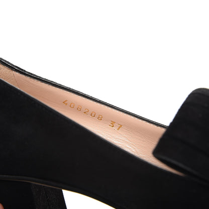 Gucci Kid Scamosciato GG Marmont Fringe 50mm Loafer Pumps 37 Black 8 of 8
