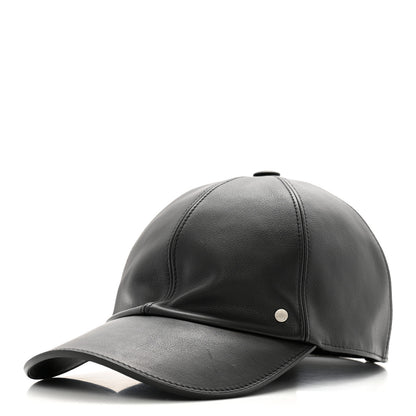Hermes Newton Calfskin Riley Cap 59 Black 1 of 10