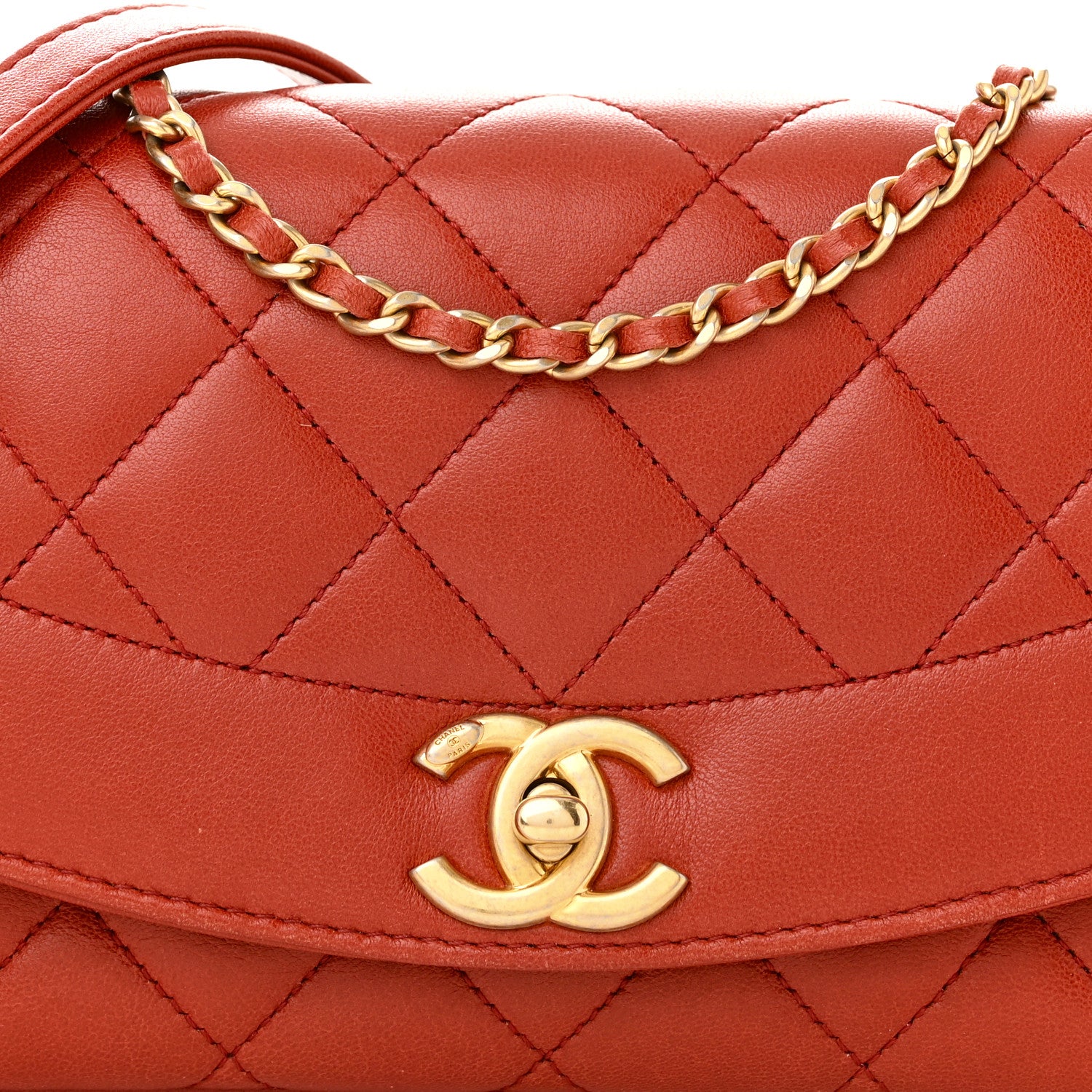 Chanel Lambskin Quilted Medium Vintage Flap Bag Red 8 of 11