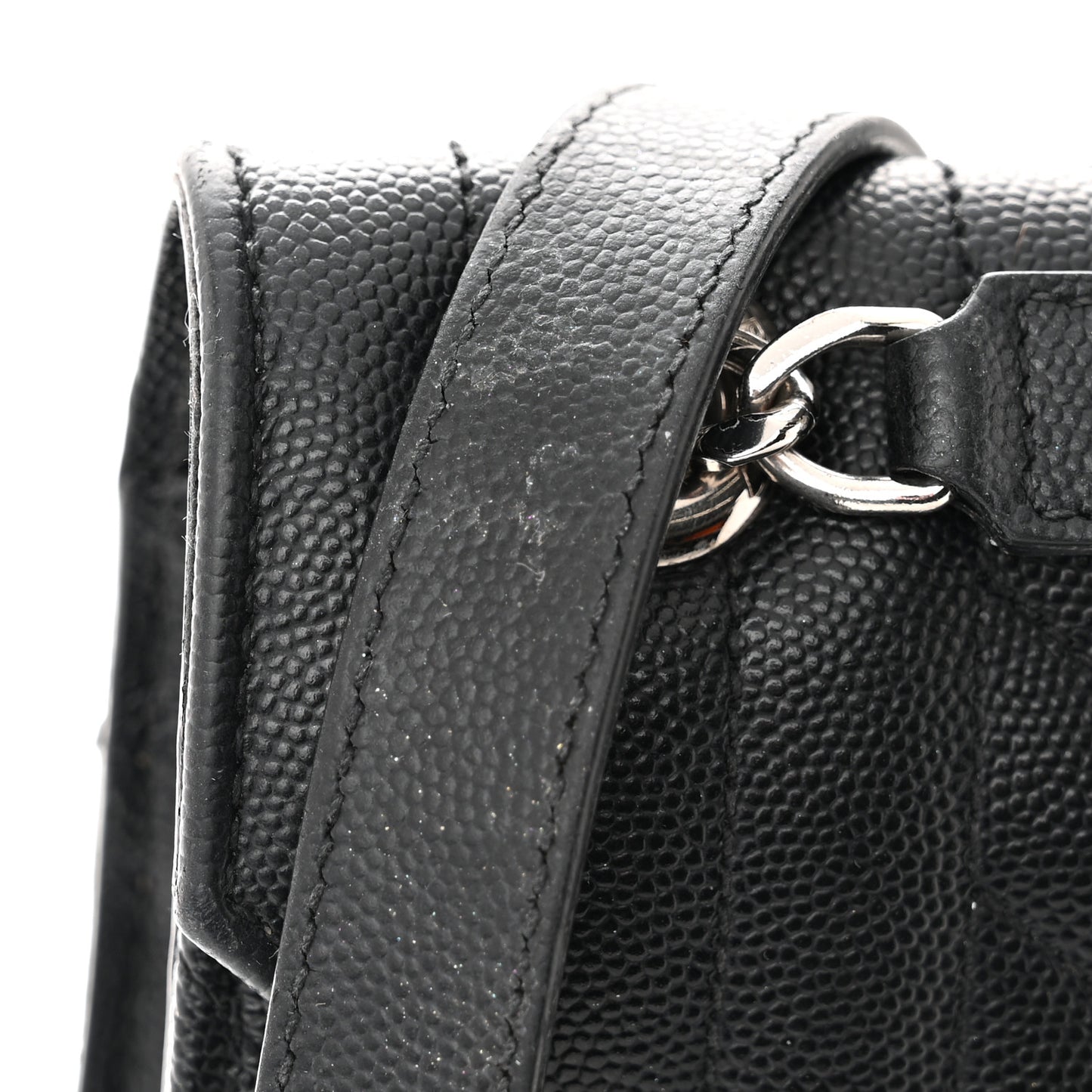 Grain De Poudre Textured Mixed Matelasse Large Triquilt Monogram Satchel Black