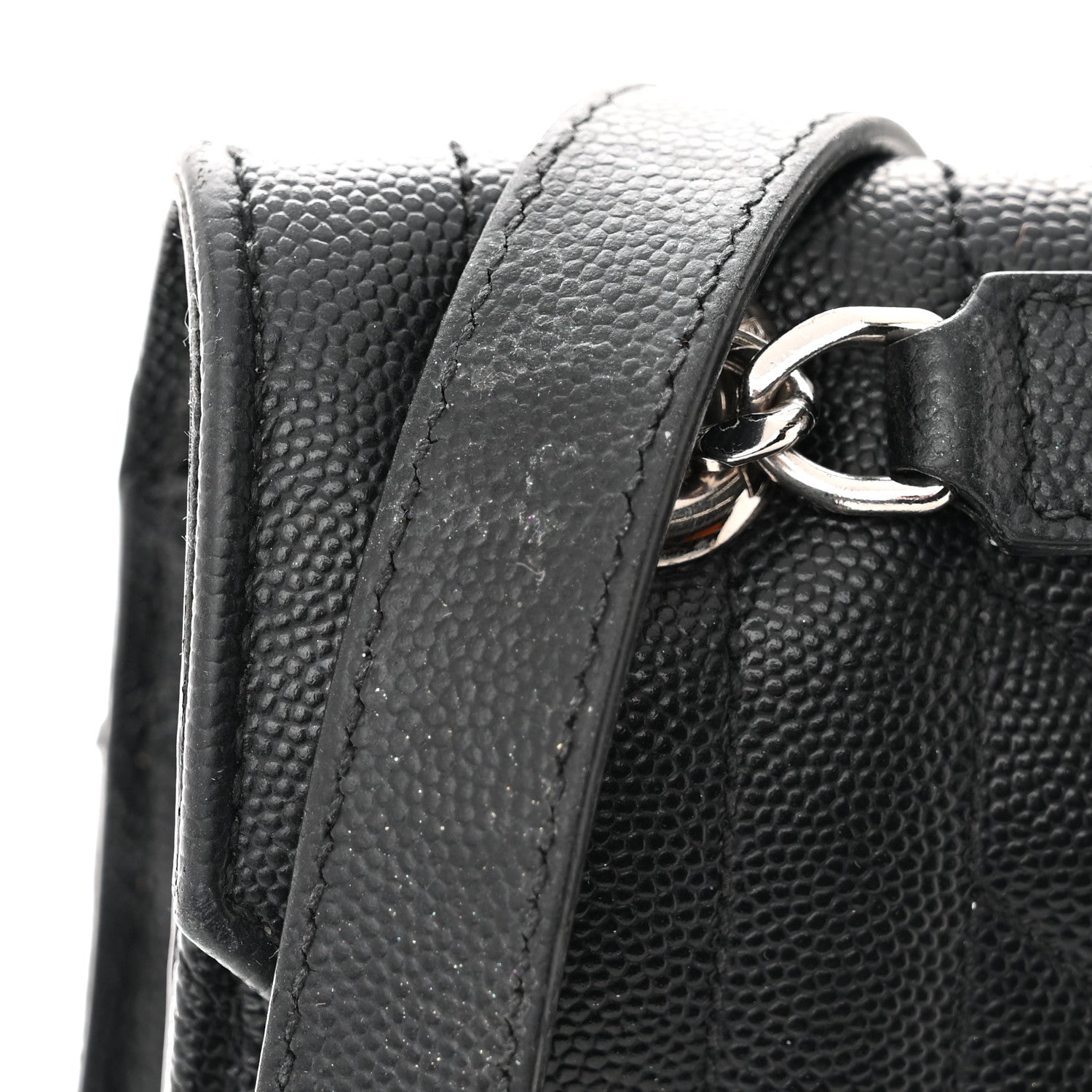 Saint Laurent Grain De Poudre Textured Mixed Matelasse Large Triquilt Monogram Satchel Black 11 of 12
