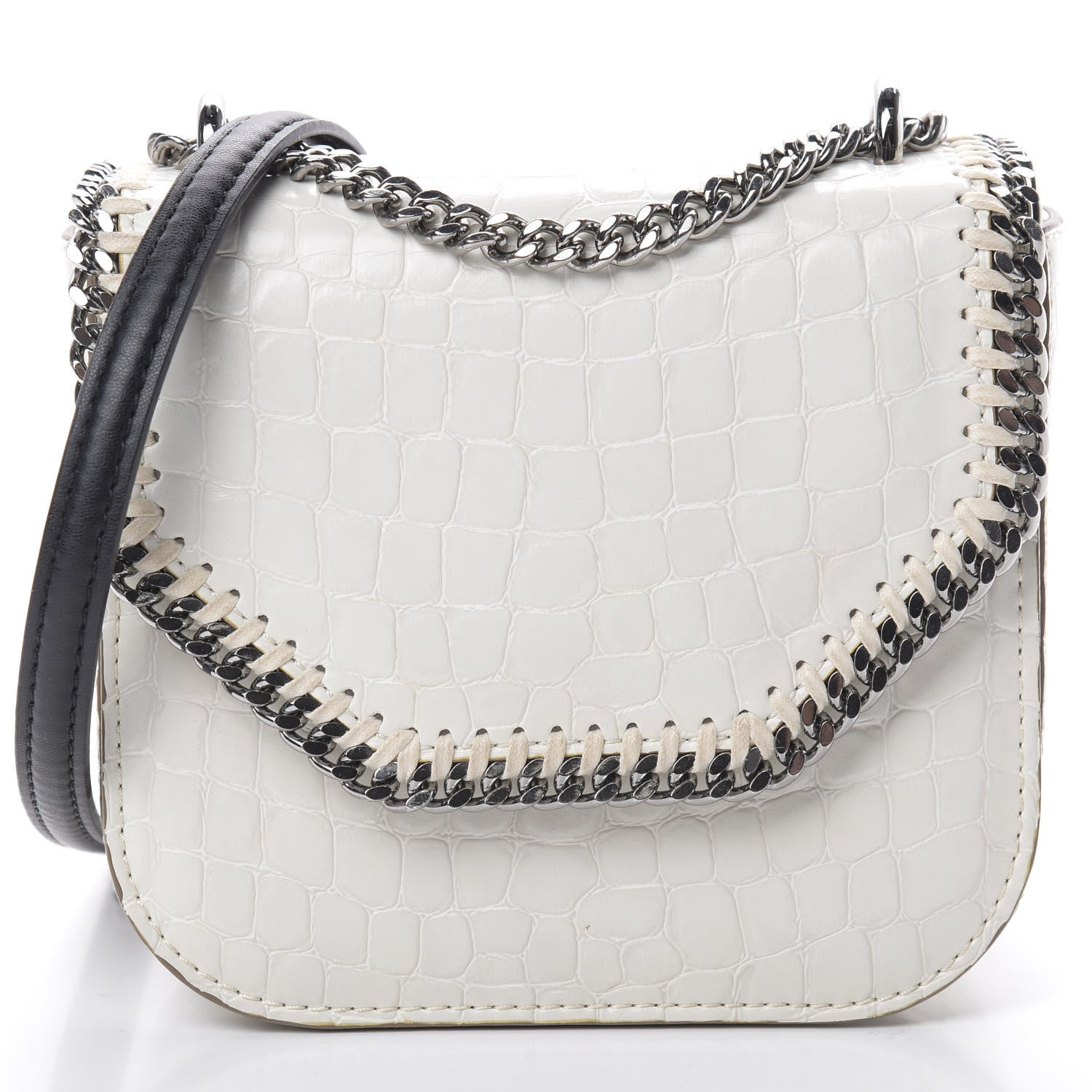 Stella McCartney Embossed Crocodile Effect Medium Falabella Box Shoulder Bag Ivory 8 of 13