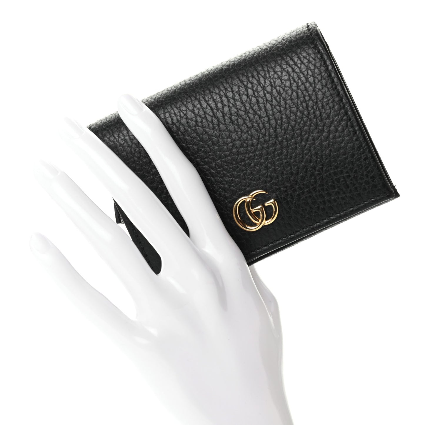Pebbled Calfskin GG Marmont Card Case Black