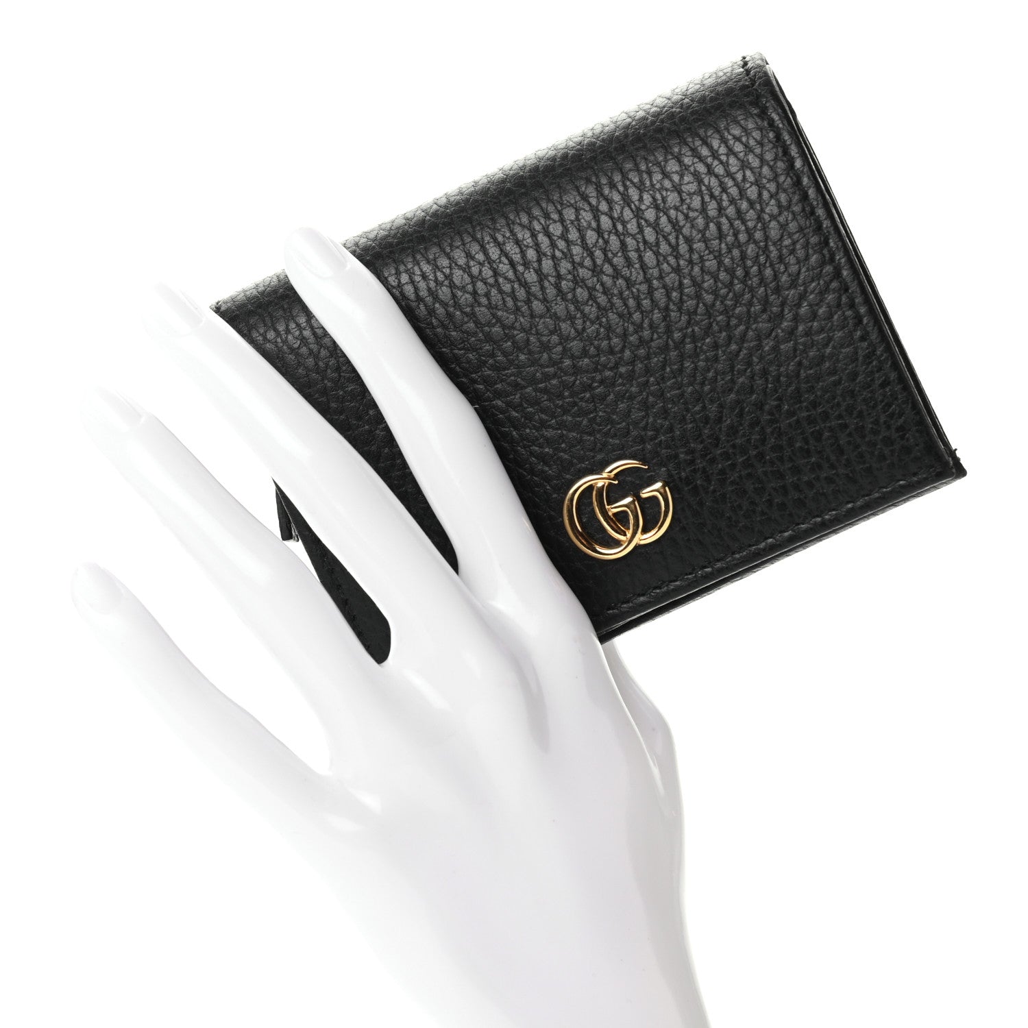 Gucci Pebbled Calfskin GG Marmont Card Case Black 2 of 7